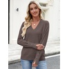 image:imageANRABESS Lightweight Sweaters for Women Long Sleeve V Neck Shirts Business Casual Work Blouses 2026 Fall Knit Pullover TopsTaupe