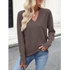 image:imageANRABESS Lightweight Sweaters for Women Long Sleeve V Neck Shirts Business Casual Work Blouses 2026 Fall Knit Pullover TopsTaupe