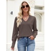 image:imageANRABESS Lightweight Sweaters for Women Long Sleeve V Neck Shirts Business Casual Work Blouses 2026 Fall Knit Pullover TopsTaupe