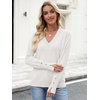image:imageANRABESS Lightweight Sweaters for Women Long Sleeve V Neck Shirts Business Casual Work Blouses 2026 Fall Knit Pullover TopsWhite