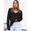 image:imageANRABESS Long Sleeve Shirts for Women V Neck Casual Fall Tops Loose Fit Lightweight Sweaters Tunic Fashion 2026 ClothesBlack