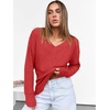 image:imageANRABESS Long Sleeve Shirts for Women V Neck Casual Fall Tops Loose Fit Lightweight Sweaters Tunic Fashion 2026 ClothesBright Red