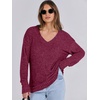 image:imageANRABESS Long Sleeve Shirts for Women V Neck Casual Fall Tops Loose Fit Lightweight Sweaters Tunic Fashion 2026 ClothesBurgundy