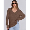 image:imageANRABESS Long Sleeve Shirts for Women V Neck Casual Fall Tops Loose Fit Lightweight Sweaters Tunic Fashion 2026 ClothesDark Brown
