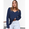 image:imageANRABESS Long Sleeve Shirts for Women V Neck Casual Fall Tops Loose Fit Lightweight Sweaters Tunic Fashion 2026 ClothesDeep Blue