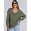 image:imageANRABESS Long Sleeve Shirts for Women V Neck Casual Fall Tops Loose Fit Lightweight Sweaters Tunic Fashion 2026 ClothesDeep Green