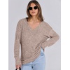 image:imageANRABESS Long Sleeve Shirts for Women V Neck Casual Fall Tops Loose Fit Lightweight Sweaters Tunic Fashion 2026 ClothesKhaki