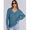 image:imageANRABESS Long Sleeve Shirts for Women V Neck Casual Fall Tops Loose Fit Lightweight Sweaters Tunic Fashion 2026 ClothesLake Blue