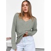 image:imageANRABESS Long Sleeve Shirts for Women V Neck Casual Fall Tops Loose Fit Lightweight Sweaters Tunic Fashion 2026 ClothesLight Green