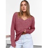 image:imageANRABESS Long Sleeve Shirts for Women V Neck Casual Fall Tops Loose Fit Lightweight Sweaters Tunic Fashion 2026 ClothesRed