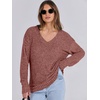 image:imageANRABESS Long Sleeve Shirts for Women V Neck Casual Fall Tops Loose Fit Lightweight Sweaters Tunic Fashion 2026 ClothesRust