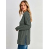 image:imageANRABESS Long Sleeve Shirts for Women Waffle Knit V Neck Loose Fit Side Slit 2026 Fall Sweater Tops for Daily Casual WearArmy Green