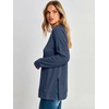 image:imageANRABESS Long Sleeve Shirts for Women Waffle Knit V Neck Loose Fit Side Slit 2026 Fall Sweater Tops for Daily Casual WearNavy Blue