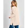 image:imageANRABESS Long Sleeve Shirts for Women Waffle Knit V Neck Loose Fit Side Slit 2026 Fall Sweater Tops for Daily Casual WearParchment