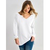 image:imageANRABESS Long Sleeve Shirts for Women Waffle Knit V Neck Loose Fit Side Slit 2026 Fall Sweater Tops for Daily Casual WearWhite