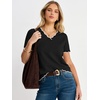 image:imageANRABESS Short Sleeve Sweater for Women V Neck Ribbed Knit Lightweight Sweaters Top 2026 Summer Business Casual Outfits0black