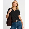 image:imageANRABESS Short Sleeve Sweater for Women V Neck Ribbed Knit Lightweight Sweaters Top 2026 Summer Business Casual OutfitsBlack