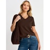 image:imageANRABESS Short Sleeve Sweater for Women V Neck Ribbed Knit Lightweight Sweaters Top 2026 Summer Business Casual OutfitsCoffee