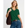 image:imageANRABESS Short Sleeve Sweater for Women V Neck Ribbed Knit Lightweight Sweaters Top 2026 Summer Business Casual OutfitsForest Green