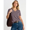 image:imageANRABESS Short Sleeve Sweater for Women V Neck Ribbed Knit Lightweight Sweaters Top 2026 Summer Business Casual OutfitsNutmeg