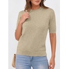 image:imageANRABESS Short Sleeve Sweaters for Women Summer Wool Blend Crew Neck Shirts Lightweight Work Top 2026 Business Casual OutfitsAlmond
