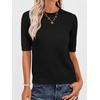 image:imageANRABESS Short Sleeve Sweaters for Women Summer Wool Blend Crew Neck Shirts Lightweight Work Top 2026 Business Casual OutfitsBlack