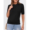 image:imageANRABESS Short Sleeve Sweaters for Women Summer Wool Blend Crew Neck Shirts Lightweight Work Top 2026 Business Casual OutfitsBlack