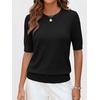 image:imageANRABESS Short Sleeve Sweaters for Women Summer Wool Blend Crew Neck Shirts Lightweight Work Top 2026 Business Casual OutfitsBlack