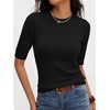 image:imageANRABESS Short Sleeve Sweaters for Women Summer Wool Blend Crew Neck Shirts Lightweight Work Top 2026 Business Casual OutfitsBlack