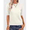 image:imageANRABESS Short Sleeve Sweaters for Women Summer Wool Blend Crew Neck Shirts Lightweight Work Top 2026 Business Casual OutfitsCream White