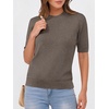 image:imageANRABESS Short Sleeve Sweaters for Women Summer Wool Blend Crew Neck Shirts Lightweight Work Top 2026 Business Casual OutfitsDrak Taupe