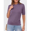 image:imageANRABESS Short Sleeve Sweaters for Women Summer Wool Blend Crew Neck Shirts Lightweight Work Top 2026 Business Casual OutfitsGrey Purple