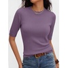 image:imageANRABESS Short Sleeve Sweaters for Women Summer Wool Blend Crew Neck Shirts Lightweight Work Top 2026 Business Casual OutfitsGrey Purple