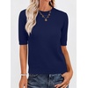 image:imageANRABESS Short Sleeve Sweaters for Women Summer Wool Blend Crew Neck Shirts Lightweight Work Top 2026 Business Casual OutfitsNavy Blue
