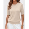 image:imageANRABESS Short Sleeve Sweaters for Women Summer Wool Blend Crew Neck Shirts Lightweight Work Top 2026 Business Casual OutfitsParchment