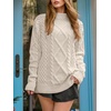 image:imageANRABESS Sweaters for Women Oversized Cable Knit Fall Long Sleeve Crewneck Casual Pullover Sweater Tops 2026 Winter OutfitsApricot