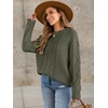 image:imageANRABESS Sweaters for Women Oversized Cable Knit Fall Long Sleeve Crewneck Casual Pullover Sweater Tops 2026 Winter OutfitsArmy Green
