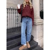 image:imageANRABESS Sweaters for Women Oversized Cable Knit Fall Long Sleeve Crewneck Casual Pullover Sweater Tops 2026 Winter OutfitsBright Burgundy