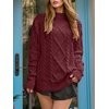image:imageANRABESS Sweaters for Women Oversized Cable Knit Fall Long Sleeve Crewneck Casual Pullover Sweater Tops 2026 Winter OutfitsBright Burgundy