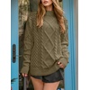image:imageANRABESS Sweaters for Women Oversized Cable Knit Fall Long Sleeve Crewneck Casual Pullover Sweater Tops 2026 Winter OutfitsBrown Yellow