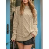 image:imageANRABESS Sweaters for Women Oversized Cable Knit Fall Long Sleeve Crewneck Casual Pullover Sweater Tops 2026 Winter OutfitsDark Apricot