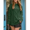 image:imageANRABESS Sweaters for Women Oversized Cable Knit Fall Long Sleeve Crewneck Casual Pullover Sweater Tops 2026 Winter OutfitsDeep Green