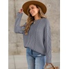 image:imageANRABESS Sweaters for Women Oversized Cable Knit Fall Long Sleeve Crewneck Casual Pullover Sweater Tops 2026 Winter OutfitsDeep Grey