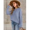 image:imageANRABESS Sweaters for Women Oversized Cable Knit Fall Long Sleeve Crewneck Casual Pullover Sweater Tops 2026 Winter OutfitsGrey Blue