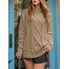 image:imageANRABESS Sweaters for Women Oversized Cable Knit Fall Long Sleeve Crewneck Casual Pullover Sweater Tops 2026 Winter OutfitsKhaki Brown