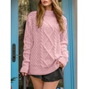 image:imageANRABESS Sweaters for Women Oversized Cable Knit Fall Long Sleeve Crewneck Casual Pullover Sweater Tops 2026 Winter OutfitsLight Pink