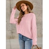 image:imageANRABESS Sweaters for Women Oversized Cable Knit Fall Long Sleeve Crewneck Casual Pullover Sweater Tops 2026 Winter OutfitsLight Pink