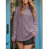 image:imageANRABESS Sweaters for Women Oversized Cable Knit Fall Long Sleeve Crewneck Casual Pullover Sweater Tops 2026 Winter OutfitsPurple