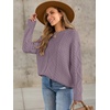 image:imageANRABESS Sweaters for Women Oversized Cable Knit Fall Long Sleeve Crewneck Casual Pullover Sweater Tops 2026 Winter OutfitsPurple