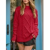 image:imageANRABESS Sweaters for Women Oversized Cable Knit Fall Long Sleeve Crewneck Casual Pullover Sweater Tops 2026 Winter OutfitsRed
